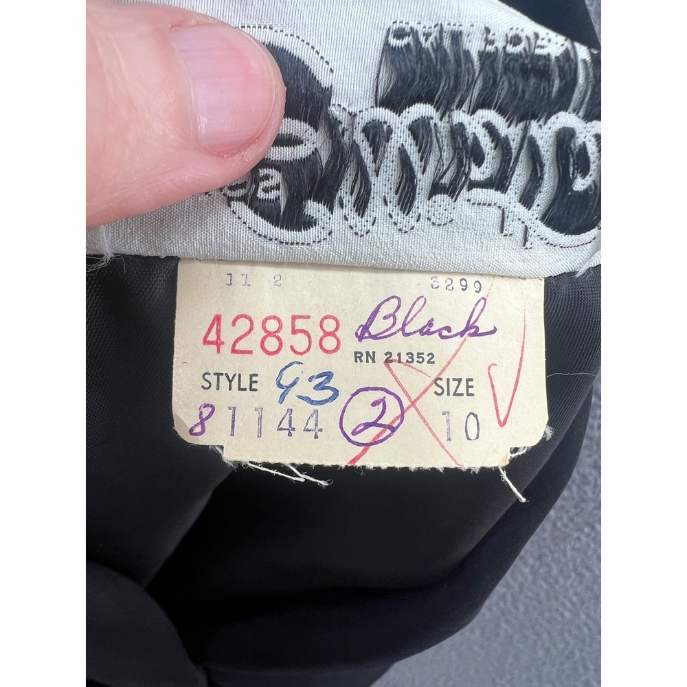 VTG Miss Elliette California Sz 10 Black Pleated Jumpsuit Wide Leg Sheer Sleeve - Picture 5 of 14